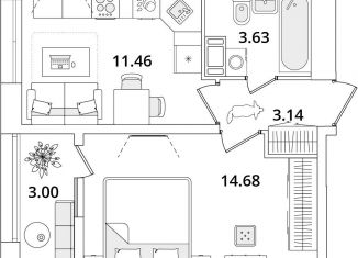 Продаю однокомнатную квартиру, 34.4 м2, Санкт-Петербург, метро Лесная