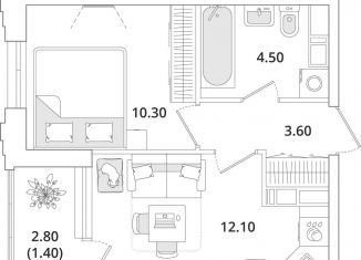 Продаю 1-ком. квартиру, 31.9 м2, Санкт-Петербург, муниципальный округ Юнтолово