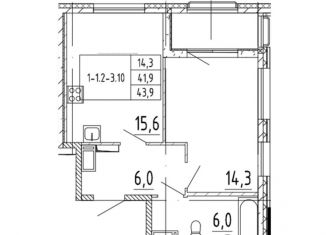 Продам 1-комнатную квартиру, 43.9 м2, Санкт-Петербург, метро Балтийская