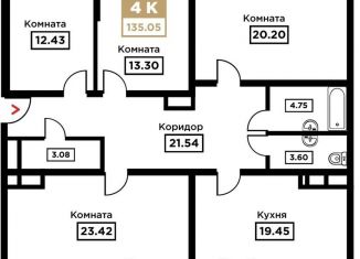 Продается 4-ком. квартира, 135.1 м2, Краснодар, Школьная улица, 1, Школьный микрорайон