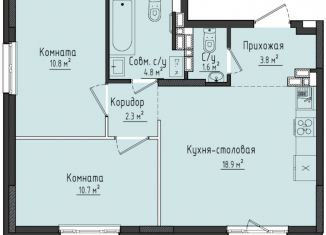 2-комнатная квартира на продажу, 52.9 м2, село Первомайский