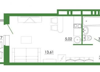 Продается квартира студия, 29.8 м2, Ростов-на-Дону, Днепровский переулок, 117с1, ЖК Днепровская Роща