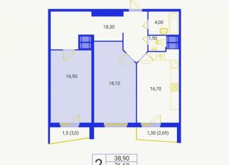 Продается 2-комнатная квартира, 78.9 м2, Санкт-Петербург, Светлановский проспект, 121к1, муниципальный округ Прометей