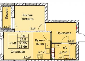 Продажа 1-комнатной квартиры, 36 м2, Нижний Новгород, переулок Профинтерна, метро Заречная