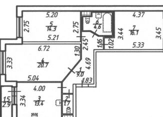 Продается трехкомнатная квартира, 82.7 м2, Санкт-Петербург, улица Кустодиева, 3к2, ЖК Поэт