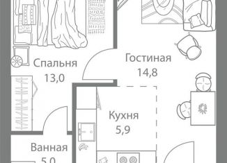 Продажа 2-комнатной квартиры, 45.4 м2, Москва, станция Немчиновка