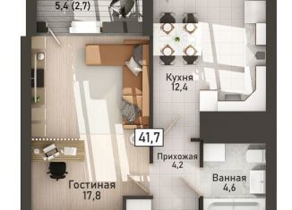 Продажа однокомнатной квартиры, 39.9 м2, Курск, улица Павлуновского
