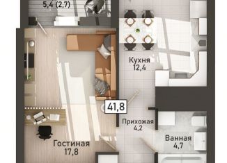 Продается 1-ком. квартира, 41.8 м2, Курск, улица Павлуновского