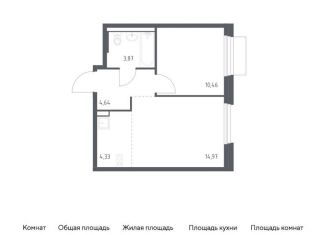 Продам однокомнатную квартиру, 38.3 м2, поселение Кокошкино, жилой комплекс Новое Внуково, к25