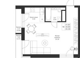 Продается 1-комнатная квартира, 41.9 м2, Казань, Советский район, жилой комплекс Мой Ритм, ПК14