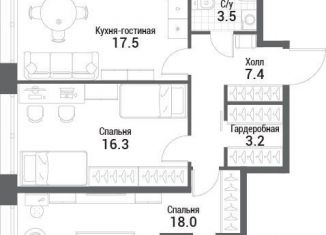 Продажа 2-комнатной квартиры, 70 м2, Москва, проспект Лихачёва, 20, ЖК Нагатино Ай-Ленд