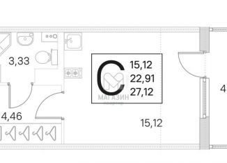 Продаю квартиру студию, 22.9 м2, посёлок Стрельна