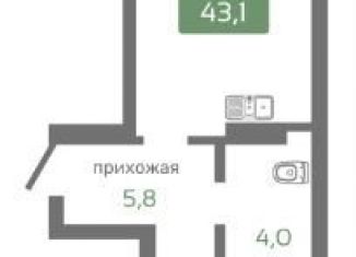 Продажа однокомнатной квартиры, 43.1 м2, Красноярск, Октябрьский район