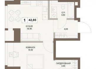 Продажа 1-комнатной квартиры, 42.9 м2, Москва, 5-й Донской проезд, вл21к6, Донской район