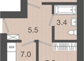 2-комнатная квартира на продажу, 41.3 м2, Калининградская область