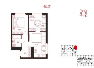 Продается 2-ком. квартира, 46.6 м2, село Осиновая Гора, ЖК Суворовский