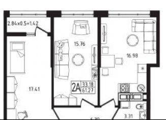 Продажа двухкомнатной квартиры, 61.3 м2, Майкоп