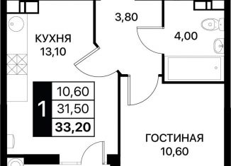 Продам однокомнатную квартиру, 33.2 м2, Ростовская область