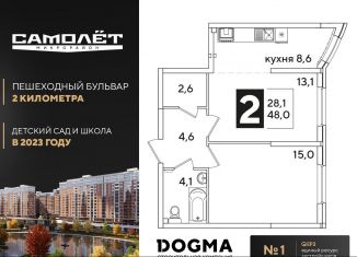 Продажа 2-комнатной квартиры, 48 м2, Краснодар, Прикубанский округ