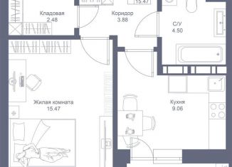 Продажа 1-ком. квартиры, 36.8 м2, Казань, Советский район