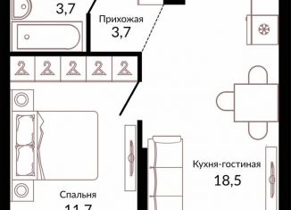 Продам однокомнатную квартиру, 40.3 м2, Краснодарский край