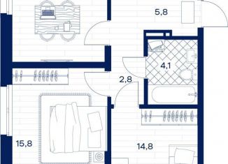 Продам 2-ком. квартиру, 62.2 м2, Тюмень