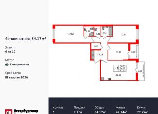 Продаю трехкомнатную квартиру, 84.2 м2, Санкт-Петербург, муниципальный округ Невская Застава