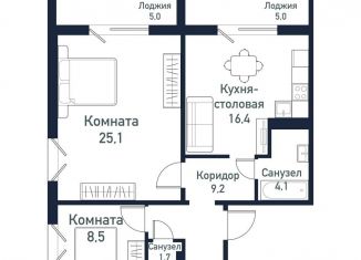 Продаю 2-комнатную квартиру, 65.2 м2, Челябинская область, улица имени капитана Ефимова, 8