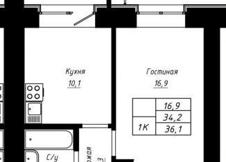 Продаю 1-комнатную квартиру, 36.1 м2, Барнаул