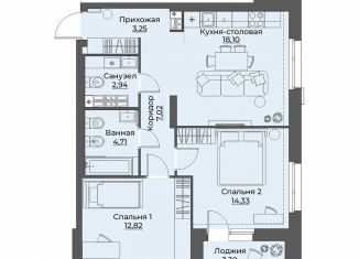 Продам 2-комнатную квартиру, 66.5 м2, Екатеринбург, улица Викулова, 41Б, метро Площадь 1905 года