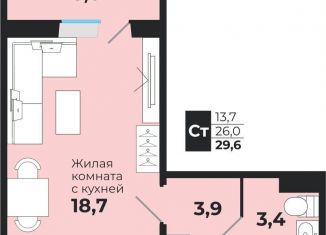 Продается 1-ком. квартира, 26 м2, Новосибирская область