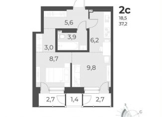 Продаю 2-ком. квартиру, 37.2 м2, Новосибирск, улица Аэропорт, 62, ЖК Нормандия-Неман