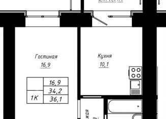 1-ком. квартира на продажу, 36.1 м2, Барнаул