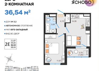 2-комнатная квартира на продажу, 36.5 м2, Ульяновск, квартал Ясново, 3, Засвияжский район