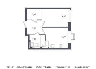 Продажа однокомнатной квартиры, 32.5 м2, посёлок Мирный, жилой комплекс Томилино Парк, к5.1