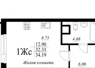 Продам квартиру студию, 34 м2, Казань, ЖК Родина, улица Родины, 12