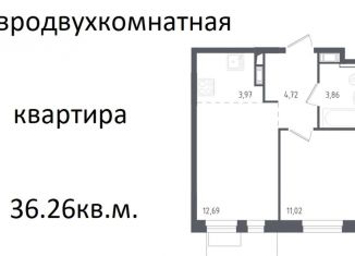 Продажа 2-ком. квартиры, 36.3 м2, деревня Юрлово