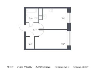1-комнатная квартира на продажу, 33.6 м2, Московская область, жилой квартал Новоград Павлино, к8
