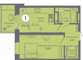 1-ком. квартира на продажу, 38.6 м2, Ростовская область, улица Ерёменко, 111