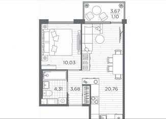 Продам 1-комнатную квартиру, 39.9 м2, Санкт-Петербург, метро Звёздная