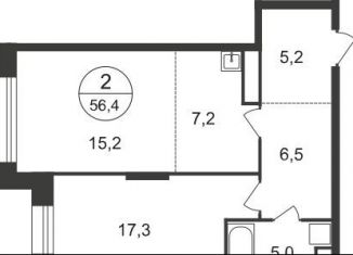 Продам двухкомнатную квартиру, 56.4 м2, Московский, 11-я фаза, к4