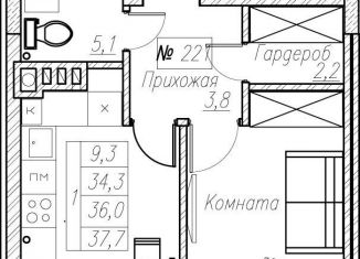 1-ком. квартира на продажу, 36 м2, Калининградская область