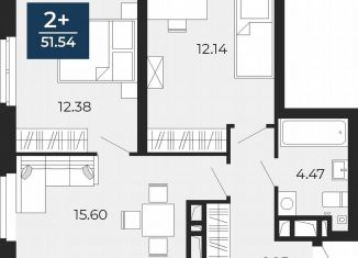 2-комнатная квартира на продажу, 51.5 м2, Тюмень, Калининский округ, улица Фармана Салманова, 23