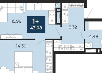 Продажа однокомнатной квартиры, 43.1 м2, Тюмень, Калининский округ, улица Фармана Салманова, 23