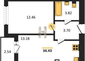 Продается однокомнатная квартира, 34.7 м2, Калининград, Московский район, Крейсерская улица, 13к1