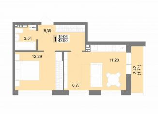 Продается 1-комнатная квартира, 43.9 м2, Екатеринбург, метро Уралмаш, улица Краснофлотцев, 38с1