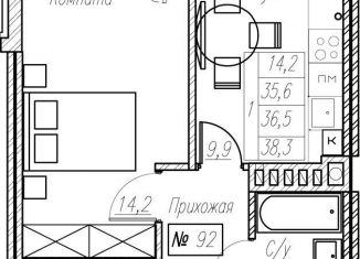 Продам однокомнатную квартиру, 36.5 м2, Калининградская область