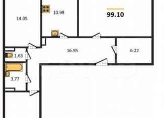 3-комнатная квартира на продажу, 101.8 м2, Новосибирск, Сухарная улица, 96, метро Площадь Гарина-Михайловского