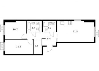 Продам 2-комнатную квартиру, 62.7 м2, Москва