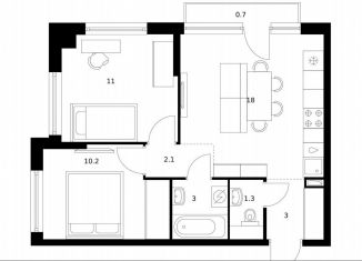 Продам 2-ком. квартиру, 49.3 м2, Москва, ЗАО, улица Ивана Франко, 20к2